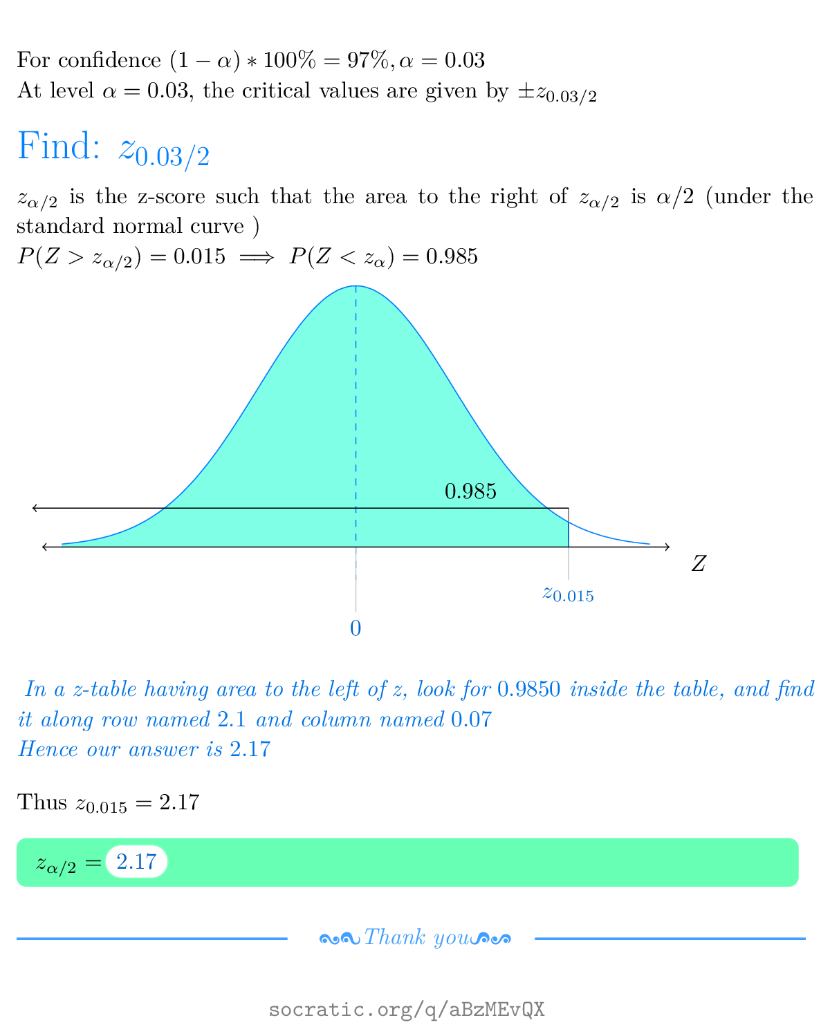 how-do-you-find-the-critical-value-za-2-corresponding-to-a-97